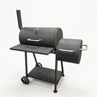 Barbecue fumoir au charbon moderne 3-en-1 avec protection haute pression, hauteur de cuisson réglable 35-58 cm, conception modulaire pour le camping en extérieur