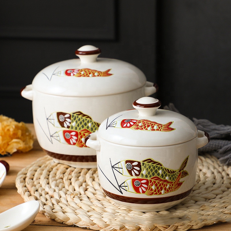 Japanese Style Ceramic Steamed Pot - 2L Kitchen Cookware