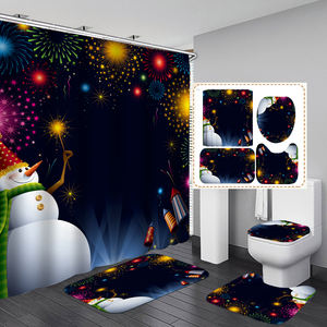 Banyo paketi serisi noel tarzı 4 adet banyo seti banyo paspas, duş perdesi - Product Image 1