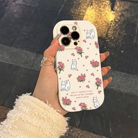 Coque de téléphone portable motif chat fleuri mignon pour iPhone 14 15 18 Pro 16 17 Pro Max, antichoc, coque arrière épaisse