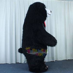 Costume de mascotte gonflable en peluche d'ours noir mignon avec visage souriant et nœud rouge pour les fêtes et les événements d'entreprise, unisexe adulte, MOQ 1 pièce - Product Image 3