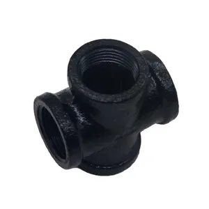 China supplier high quality NPT female black malleable cast iron pipe fittings 4 way for fire piping system