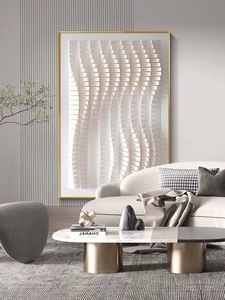 Sculpture sur bois abstraite en forme de vague, œuvre d'art Wabi Sabi, peintures en grès 3D et arts muraux pour chambres à <span class=keywords><strong>coucher</strong></span> - Product Image 5