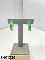 Perhiasan Wanita Trendi Terbaru Grosir Geometris Micro Pave 3A Cubic Zircon Hipoalergenik Lapis Emas 18K Kuningan Model Stud untuk Pesta