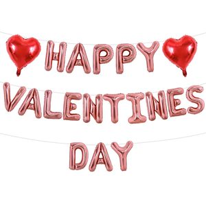 Palloncino a Forma di Cuore con Scritta '<span class=keywords><strong>Happy</strong></span> Valentine's Day' in Foil Oro Rosa da 16 Pollici, Decorazione Romantica per Matrimoni e Anniversari - Product Image 1
