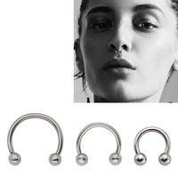 16G Septum Hidung Baja Bedah Anting-Anting Hoop Tapal Kuda Alis Tragus Lip Piercing Ring Balls 6-12mm Produk Tindik Badan