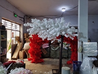 SPR 12ft blanc fleur de cerisier fleur de soie bois tronc décoration toile de fond mariage grand arbre artificiel extérieur