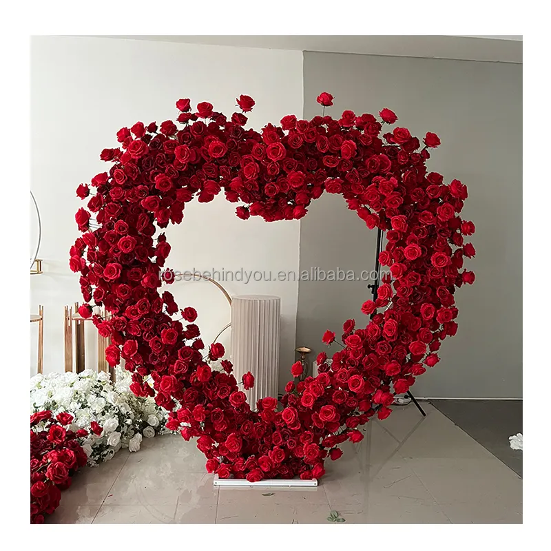 2023 proposition de mariage Roses en soie Fleurs artificielles Fleur rouge Coeur Arc