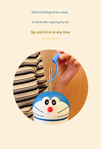 Chất lượng cao <span class=keywords><strong>Doraemon</strong></span> nhiệt <span class=keywords><strong>Mug</strong></span> với nắp thép không gỉ dễ thương phim hoạt hình rút ra rơm cho người lớn ngoài trời đi du lịch chai nước - Product Image 4
