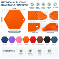 Sous-plat hexagonal en silicone isolant thermique, support pour casseroles chaudes, protection de table de cuisine, couleur personnalisée OEM ODM