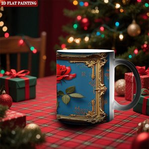 Custom Valentine Pattern Magic Mug Frosted Black 11oz <b>Ceramic</b> Heat Sensitive <b>Cup</b> - Product Image 2