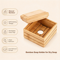 Boîte à Savon Portable Écologique en Bambou de Haute Qualité avec Couvercle et Grille de Drainage, Personnalisable avec Logo, pour Rangement de Savon Artisanal dans la Salle de Bain