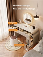 Coiffeuse romantique style crème, éclairée et réglable, idéale pour appartement, moderne, minimaliste, pour chambre à coucher, tendance