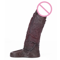 Manchon de pénis creux en silicone liquide noir pour hommes, jouet sexuel portable pour l'agrandissement du pénis, à utiliser avec un anneau pénien pour les rapports sexuels
