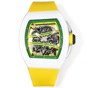 นาฬิกาข้อมือผู้ชายดีไซน์เนอร์ชั้นนำ Reloj Hombre ตัวเรือนสีขาวเขียวเหลือง โครงสร้างแบบอสมมาตร ระบบอัตโนมัติ เรืองแสง รุ่นใหม่ - Product Image 2