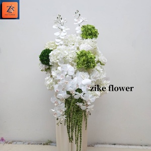 Composizione Floreale Artificiale ZIKE per Cerimonie Nuziali, Orchidea Bianca e Ortensia Verde in Seta per Scenografie di Eventi - Product Image 4