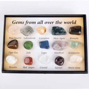 Wholesale Natural Fossils Semi-precious Gemstone Labradorite Rose Quartz Healing <b>Crystal</b> Tumbled Stone Gift Box for Gift - Product Image 1