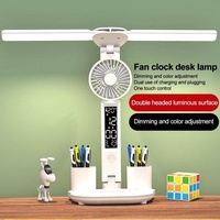 Lampe de table pliable multifonctionnelle moderne USB pour chambre à coucher, lampe de bureau pour étude avec ventilateur, commande tactile, lampe de table LED