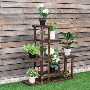 Étagères de présentation multifonctionnelles à 6 niveaux, écologiques, durables, pour l'extérieur et l'intérieur, support à fleurs, <span class=keywords><strong>escalier</strong></span>, jardin, maison, support à plantes en bois - Product Image 6