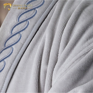 Buena calidad <span class=keywords><strong>Blanco</strong></span> Unisex de terciopelo Terry forrado Hotel <span class=keywords><strong>Albornoz</strong></span> - Product Image 3