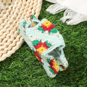 Fait à la main bohème ethnique carré tricoté requin <span class=keywords><strong>pince</strong></span> femmes laine Crochet cheveux griffes acétate tissu Simple conception personnalisé Carton - Product Image 6