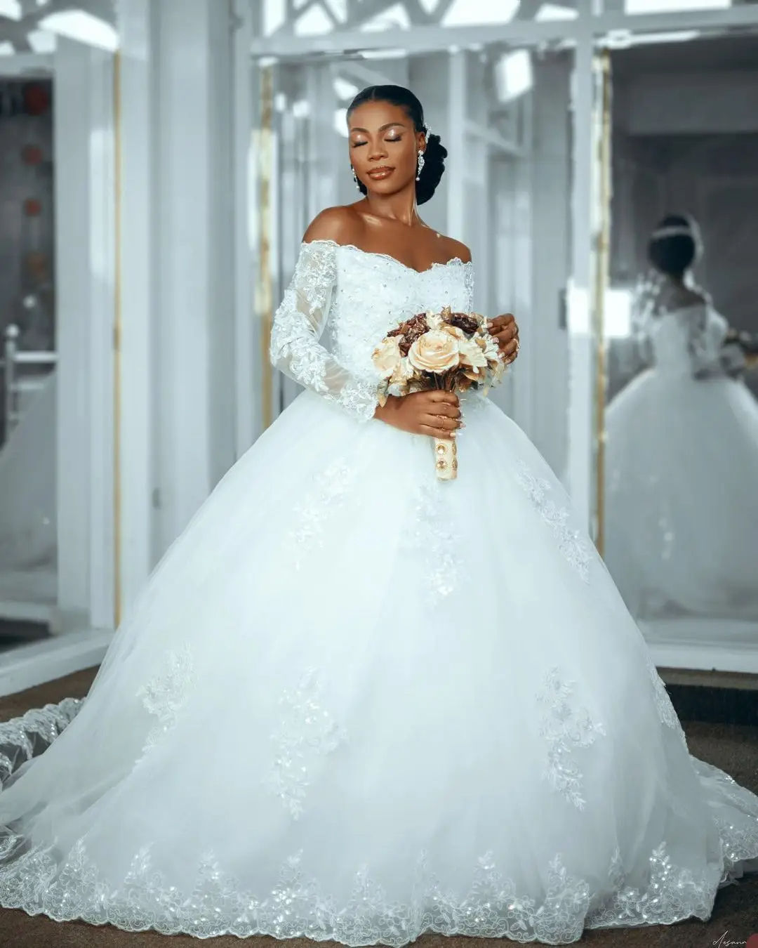 Old Shoulder Ball Gown Wedding Dress 71815-Vintage, One Shoulder