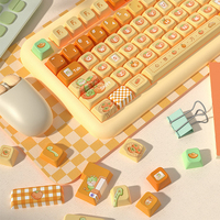 Customized Cherry Cute Anime Keyboard Keycaps Grey Yellow Matcha Green White Key Cap Russian Japanese Mechanical Keycaps Puller