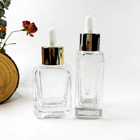 Nouvelles bouteilles compte-gouttes en verre transparent de 30 ml pour huiles essentielles cosmétiques et soins de la peau