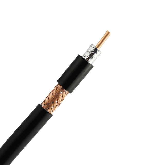 RG8 coaxial cable 2.75mm BC/CCA FPE Al Foil 95% CCA/TC braiding Black PVC/PE Jacket