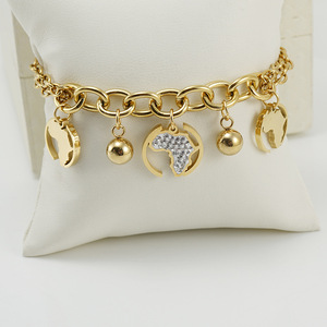 Zogxin Gold <b>Map</b> Charm Bracelet For Women Stainless Steel Jewelry Gift Fashion Accessory - Product Image 2