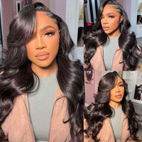 Perruque en cheveux humains ondulés, Lace Front HD 13x4, sans colle, pré-épilée, raie au milieu, baby hair, ligne de cheveux naturelle, pour femmes noires, à couches