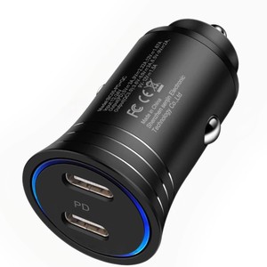 Cargador de Coche Mini, 30W PD, 22.5W QC3.0, Carga Rápida, Metal Negro, Entrada 12-24V, Salida 52.5W - Product Image 1