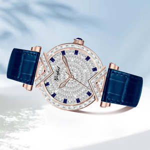Montre mécanique de luxe pour femme avec logo personnalisé, incrustation de diamants, mouvement japonais NH05, étanche 50M, bracelet en cuir de vachette, montre pour femme - Product Image 5