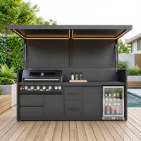 Cuisine extérieure modulaire en acier inoxydable avec barbecue, tailles personnalisées, porte électrique, abri et pod vide, prix