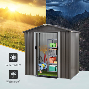 <span class=keywords><strong>Caseta</strong></span> de Jardín Metálica <span class=keywords><strong>Antracita</strong></span> de 10x8 Pies, Fácil de Montar, Techo a Dos Aguas con Base Incluida, Resistente a la Putrefacción - Product Image 5