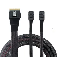 Câble de carte réseau serveur Slim SAS SFF-8654 8i 74 broches Host vers 2 double Mini SFF-8643 4i HD36 broches Target 12 Gbit/s Convertisseur de câblage routeur