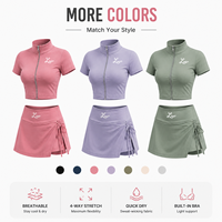 Ensemble deux pièces pour femmes, vêtements de sport ajustés avec logo personnalisé, fermeture éclair colorée, veste et mini-jupes de tennis, ensemble de survêtement