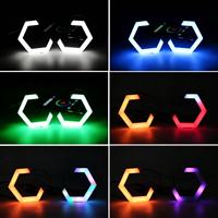 2X Far Yenileme Halo Halkası LED RGBW Melek Gözü Hex Işık DRL BT Uygulama Uzaktan Kumandası 70mm