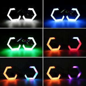 2X ไฟหน้าแบบรีฟิต ฮาโลริง LED RGBW Angel Eye Hex Light DRL BT App Remote 70 มม. - Product Image 3
