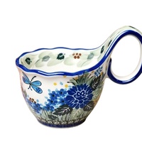 Ensemble de tasses à café, thé et eau en céramique à motif floral peint à la main, avec poignée incurvée, sous glaçure, pour petit-déjeuner, flocons d'avoine, lait, capacité 450 ml