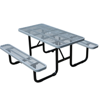 Table de pique-nique en acier pour extérieur, usage commercial, 4/6/8 pieds, pour restaurant, jardin, terrasse, table à manger extérieure en métal avec banc