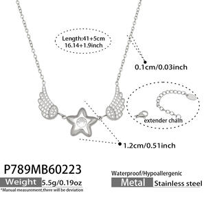 Delicado Collar de Acero Inoxidable 316L Chapado en Oro PVD de 14k y 18k con Colgante de Estrella y Ala para Mujer, Joyería Fina - Product Image 6