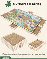 Puzzle en bois personnalisé en usine, 1500 pièces, table de puzzle portable avec 6 tiroirs pour adultes et enfants