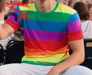 Camiseta de Manga Corta con Diseño de Logotipo Personalizado en Poliéster, Impresión Completa, Colores del Arcoíris del Orgullo <span class=keywords><strong>Gay</strong></span> - Product Image 3