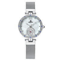 Jam Tangan Kronograf Quartz 2026 Unisex Baru dengan Dial Mutiara Berputar Berhias Berlian, Tali Baja Tahan Karat, Tahan Air 3BAR