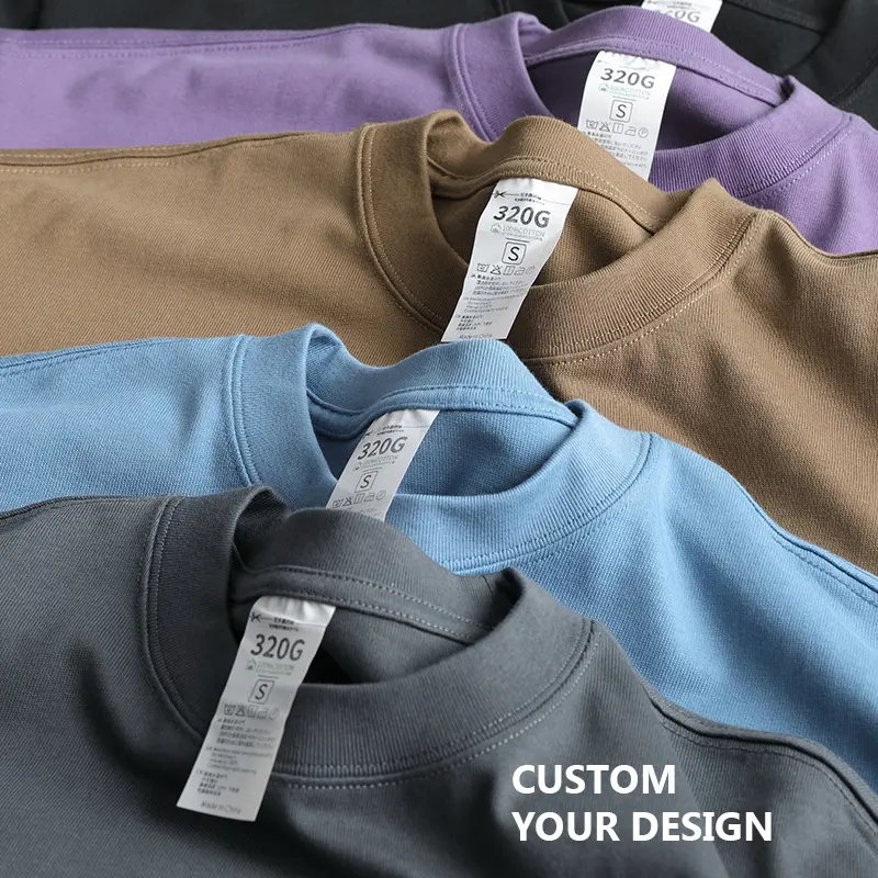 Hochwertige 100 % Baumwolle Übergroße Schwershirt individueller Druck Schwergewicht T-Shirt schlichtes einfarbiges Herren-T-Shirt für Boxy Fit Shirt