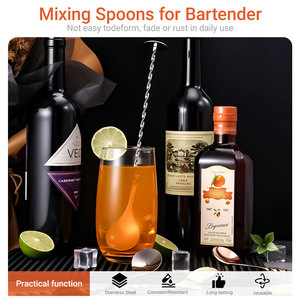 Bán hàng nóng nhiều màu tùy chỉnh bartender trộn thanh Muỗng Xoắn ốc mô hình thép không gỉ Cocktail khuấy barware Bộ dụng cụ thanh công cụ - Product Image 3