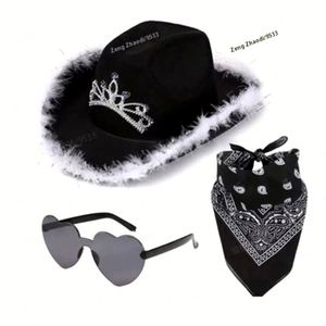 Nuevo Conjunto de Sombrero Vaquero con Lentejuelas y Gafas Cuadradas para Fiesta, Festival y Aire Libre - Product Image 2