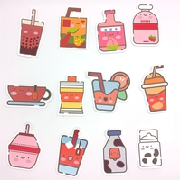 Étiquettes autocollantes personnalisées pour thé au lait ou boisson pour enfants, étiquettes autocollantes Boba à coller sur les bagages, pour tasses, vente en gros, pièces