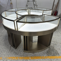 Vitrine à bijoux de luxe personnalisée, ensemble de présentoirs ronds en verre, comptoir de présentation pour bijouterie à vendre